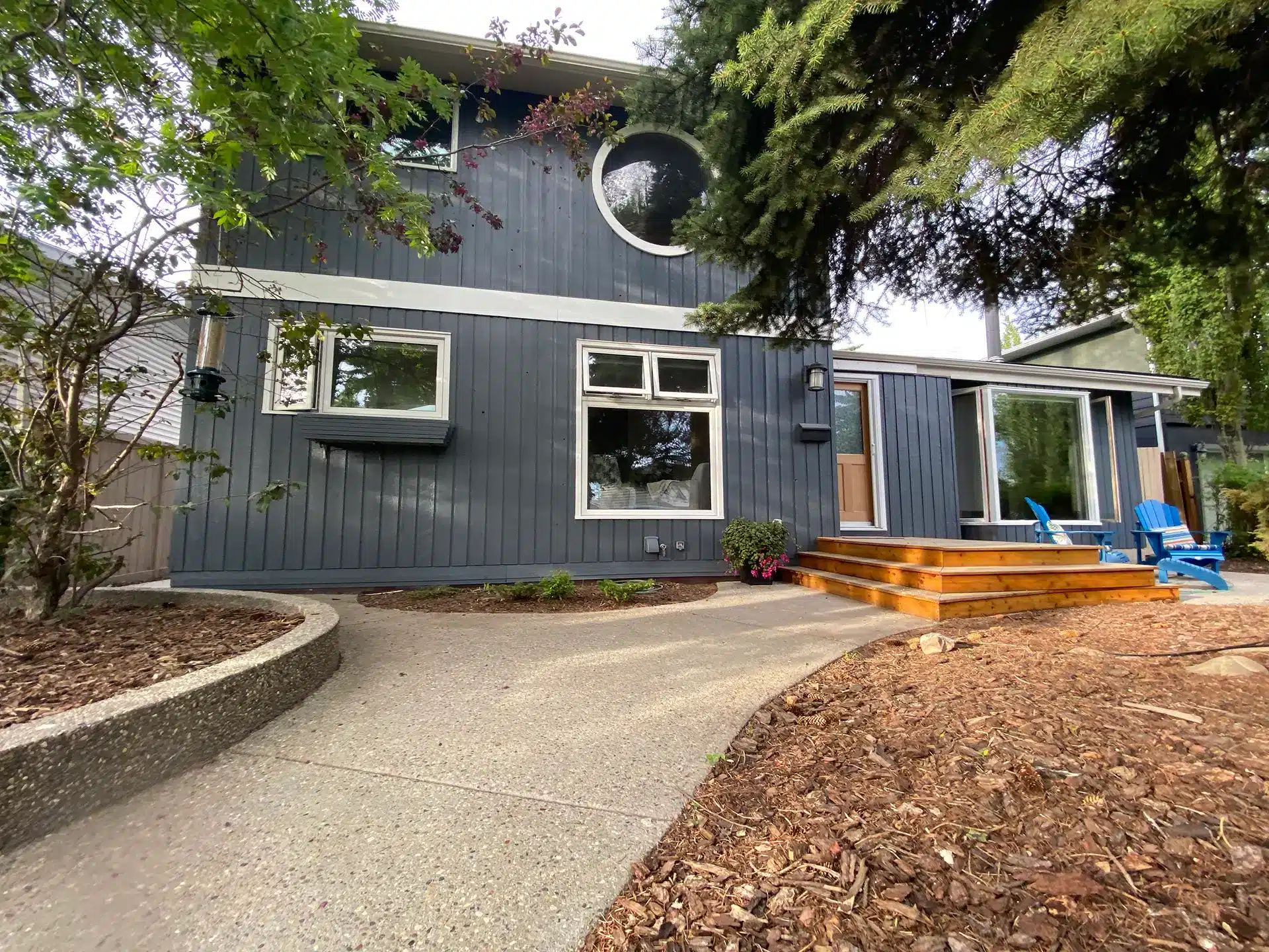 Grey vertical siding repaint